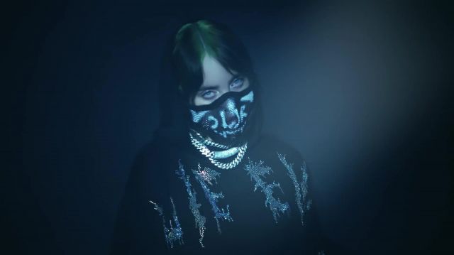 steno Van matig The mask for the mouth of Billie Eilish in the clip Billie Eilish X Bershka  | Spotern