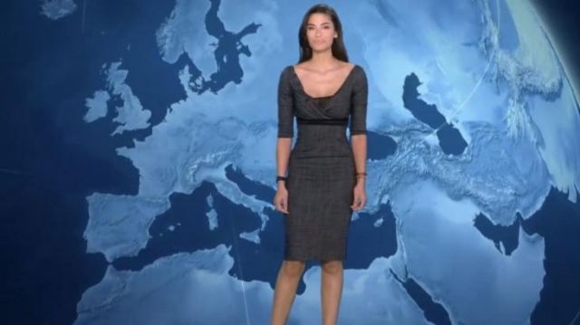 Le robe grise portée par Tatiana Silva lors du bulletin Météo de TF1 du 04/01/2020