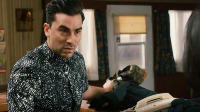 Black and White Earthy or Crackly shirt worn by David Rose (Dan Levy) as seen in Schitt's Creek