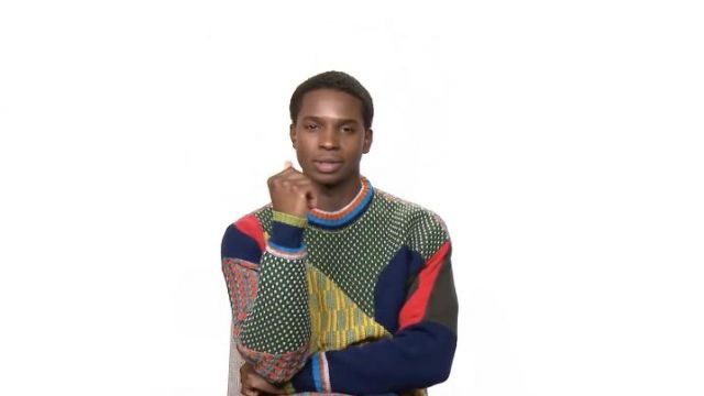 Sweater worn by Kedar Williams as seen in Ncuti & Kedar from Sex Education Interview Each Other | Between 2 Favs | Netflix video