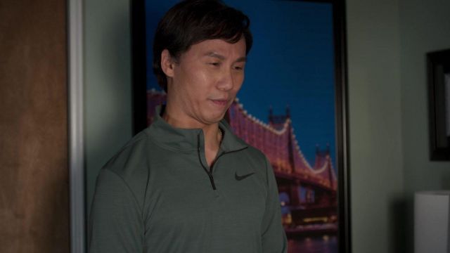 Nike half zip shirt in grey worn by Wally (B.D. Wong) as seen in Awkwafina is Nora From Queens (S01E03)