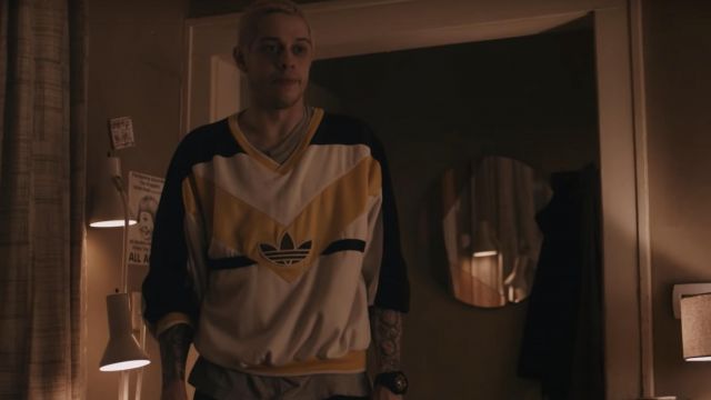 Adidas White Yellow Black long sleeve tee worn by Zeke (Pete Davidson) as seen in Big Time Adolescence