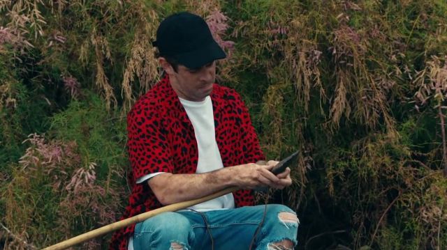 Red and black spotted button up shirt worn by Alex Shelnutt in Rescue Me music video by Marshmello feat. A Day To Remember 