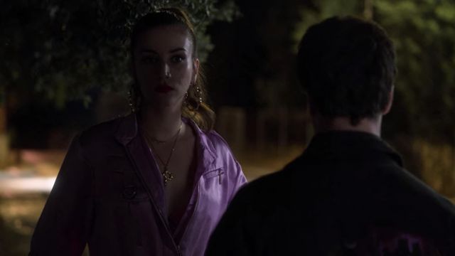 Pink Satin Jacket worn by Rebeca (Claudia Salas) in Elite (S03E03)