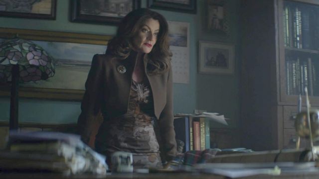 Brown Dress worn by Mary Wardwell (Michelle Gomez) in Chilling Adventures of Sabrina (S01E01)