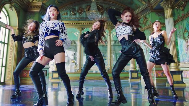Leather pants worn by Chaeryeong in WANNABE music video by ITZY | Spotern