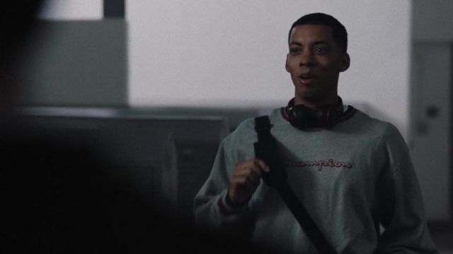 Champion Crewneck sweater in grey worn by Marcus Parrish (Melvin Gregg) as seen in The Way Back