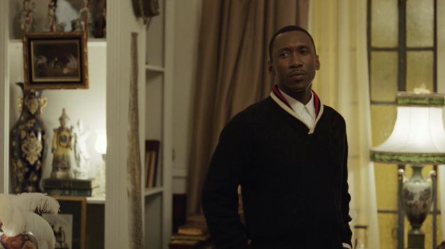 Black White and Red cowl neck Sweater worn by Dr. Donald Shirley (Mahershala Ali) in Green Book