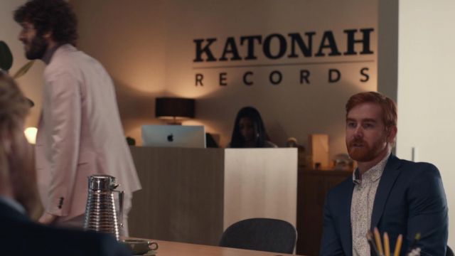 Printed white shirt worn by Mike (Andrew Santino) as seen in DAVE (S01E08)