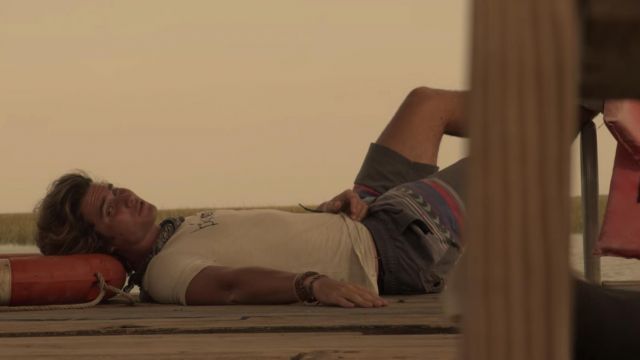 Grey Striped swim shorts worn by John B (Chase Stokes) in Outer Banks (S01E08)