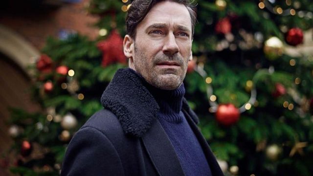 Navy Coat Jacket with fur collar worn by Matt (Jon Hamm) in White Christmas (Black Mirror)