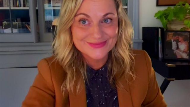 Star & moon button up blouse worn by Leslie Knope (Amy Poehler) in A Parks and Recreation Special