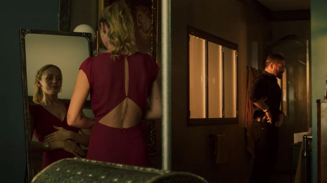 zoe white lines red dress