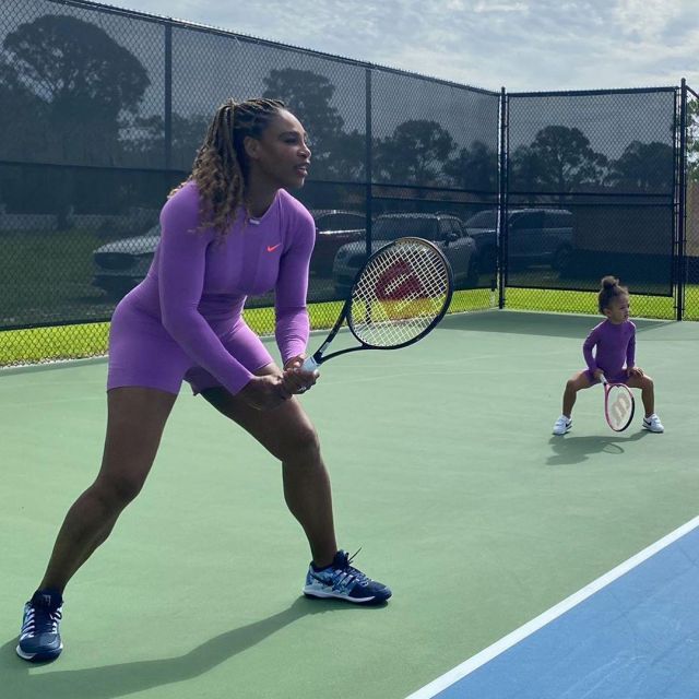 Purple Nike Bodysuit worn by Serena on her Instagram @serenawilliams | Spotern