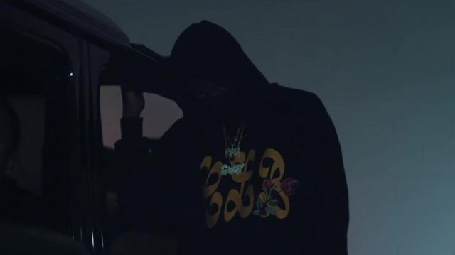 Nike black and gold hoodie worn by Drake in Only You Freestyle music video by Headie One x Drake