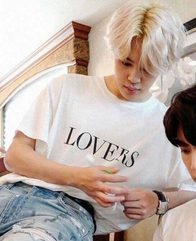 White Lovers t-shirt worn by Jimin on a BTS video