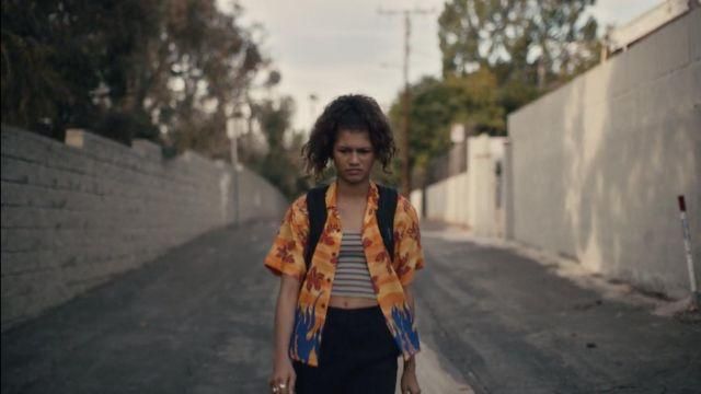 The striped crop top of Rue Bennett (Zendaya) in Euphoria (S01E03)