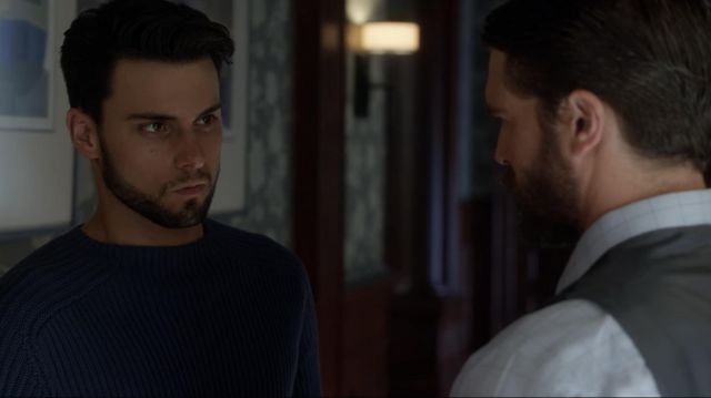 Ribbed knit sweater with a slight high collar of Connor Walsh (Jack Falahee) in Murder (S02E01)