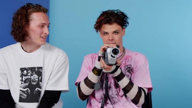 Long sleeved striped undershirt/sweatshirt worn by Yungblud in 10 Things Yungblud Can't Live Without | GQ