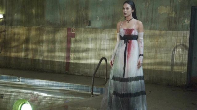 The white lace-banded white lace lace lanyard dress worn by Jennifer (Megan Fox) in the movie Jennifer's Body