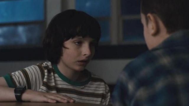 Green and brown striped shirt worn by Mike Wheeler May Sarton in Stranger Things