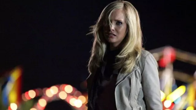 Express Faux Leather Jacket worn by Caroline Forbes (Candice King) in The Vampire Diaries TV show (Season 2 Episode 2)