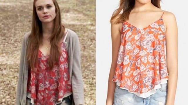 ASTR Print Double Layer Camisole in red worn by Lydia Martin (Holland Roden) in Teen Wolf (S05E09)