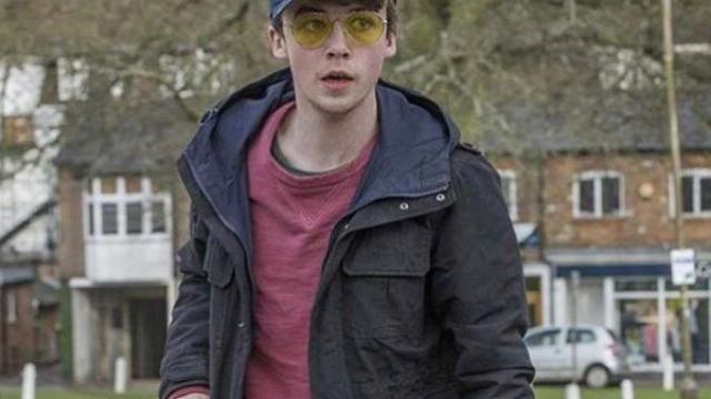 Yellow glasses worn by Kenny (Alex Lawther) in the series Black Mirror (S03E03)