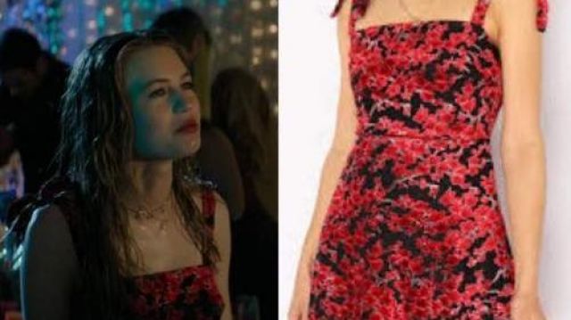 Red Floral Dress of Heather Nill (Olivia Welch) in Panic (S01E04)