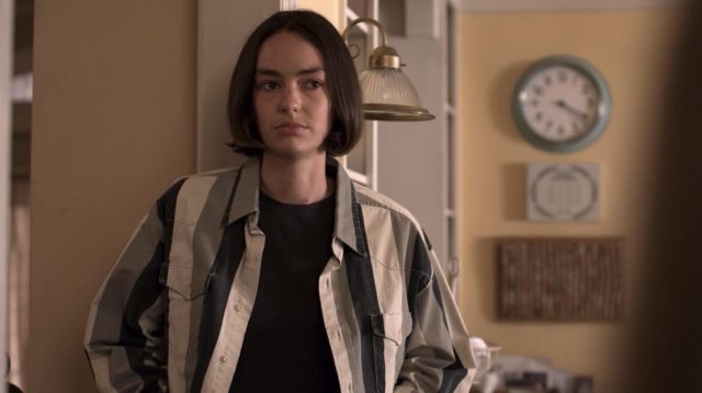 Striped Denim Jacket worn by Casey Gardner (Brigette Lundy-Paine) in Atypical TV show wardrobe (Season 4 Episode 10)