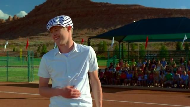 White and Blue Striped Flat Cap worn by Ryan Evans (Lucas Grabeel) in High School Musical 2