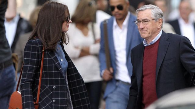 Plaid Blazer worn by Jules (Anne Hathaway) as seen on the set of The Intern movie