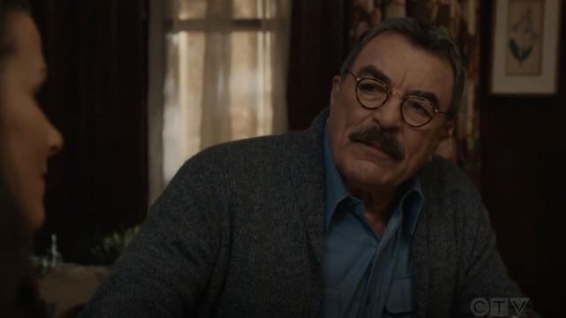 Grey Cardigan worn by Frank Reagan (Tom Selleck) as seen in Blue Bloods TV series outfits (Season 12 Episode 2)