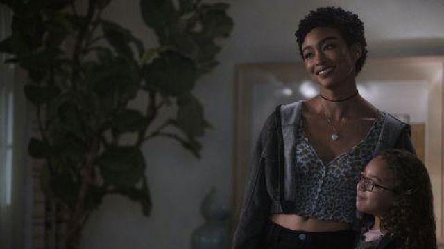 Bluish leopard print cami top worn by Marienne (Tati Gabrielle) in You TV series (S03E10)