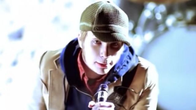 Green thermal material hat worn by Patrick Stump in Fall Out Boy: Grand Theft Autumn / Where Is Your Boy music video