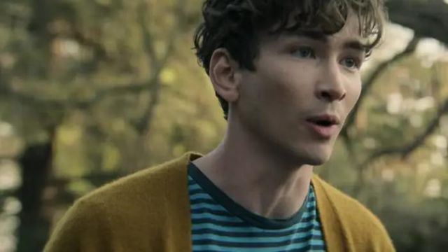 The mustard yellow cardigan of Theo (Dylan Arnold) in You (Season 3 Episode 6)