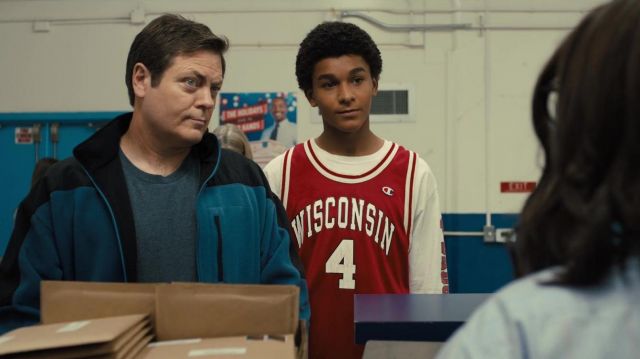 Champion "Wisconsin" Tank Jersey in red worn by Young Colin Kaepernick (Jaden Michael) as seen in Colin in Black & White (S01E06)