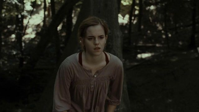Dusky pink blouse worn by Hermione Granger (Emma Watson) in Harry Potter and the Deathly Hallows: Part 1 - wardrobe from the movie