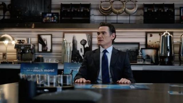Blue tie worn by Cory Ellison (Billy Crudup) as seen in The Morning Show Tv series wardrobe (S02E10)