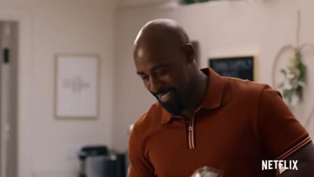 Brown orange polo shirt worn by Dave Shaw (Daniel Francis) as seen in Stay Close TV show wardrobe (Season 1)