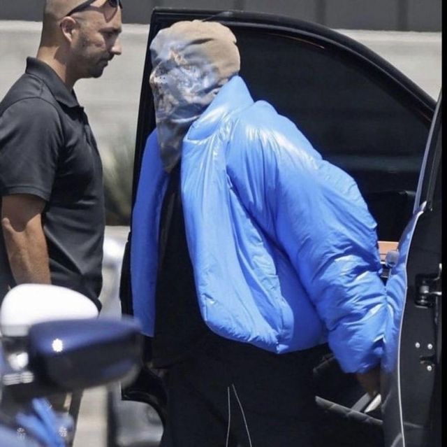 Light Grey Printed Balaclava worn by Kanye West on the Instagram account of @whatsonthestar2