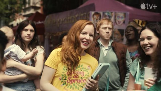 Spring On Spruce Yellow Tee worn by Dorothy Turner (Lauren Ambrose) as seen in Servant TV show wardrobe (Season 3)