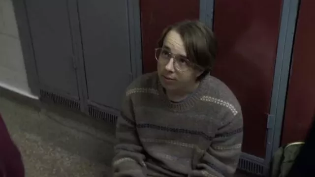 Brown striped sweater worn by Tim (Ed Oxenbould) as seen in The Exchange movie