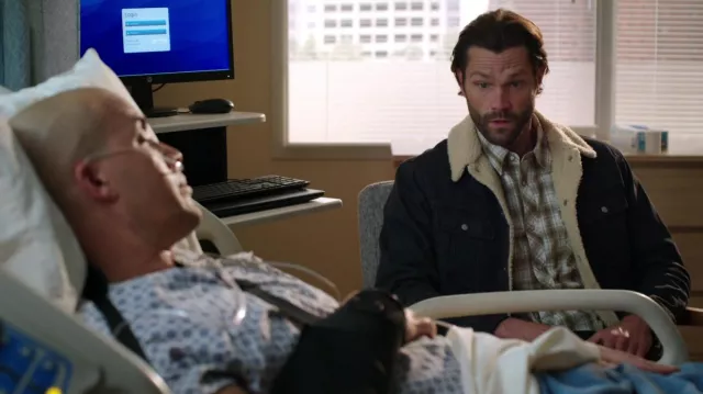 Trucker Sherpa Jacket in navy blue worn by Cordell Walker (Jared Padalecki) as seen in Walker TV series outfits (Season 2 Episode 8)