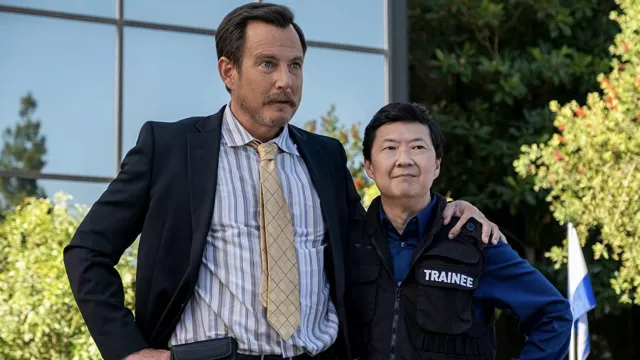 Yellow Checkered Tie worn by Terry Seattle (Will Arnett) as seen in Murderville Wardrobe (Season 1 Episode 6)