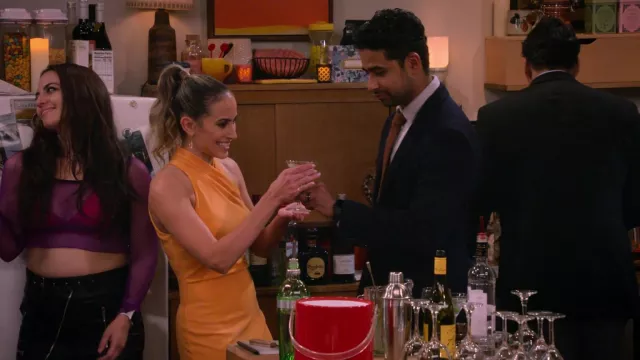 Orange Dress worn by Hannah (Ashley Reyes) as seen in How I Met Your Father Wardrobe (Season 1 Episode 4)