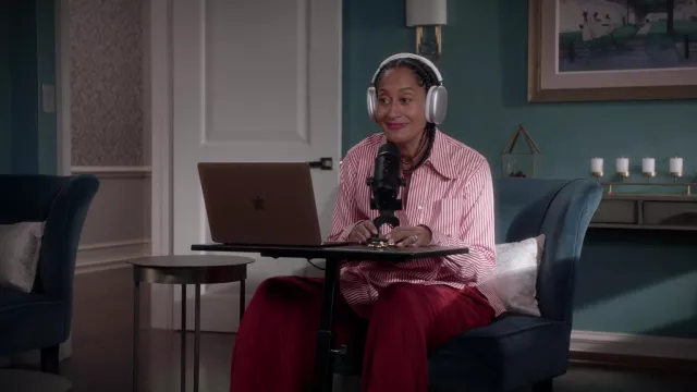 Red and White Striped shirt worn by Rainbow Johnson (Tracee Ellis Ross) as seen in black-ish TV show (S08E05)