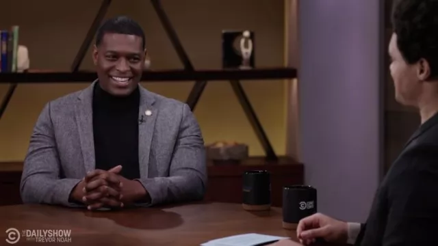 Grey Blazer Jacket worn by Michael S. Regan as seen in The Daily Show with Trevor Noah on February 8, 2022