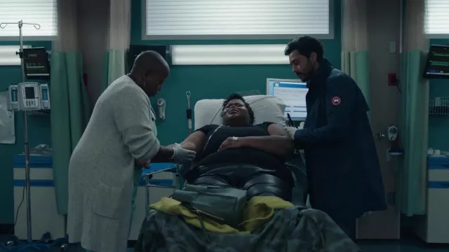 Canada Goose Coat Jacket in blue worn by Devon Pravesh (Manish Dayal) as seen in The Resident TV show outfits (Season 5 Episode 12)