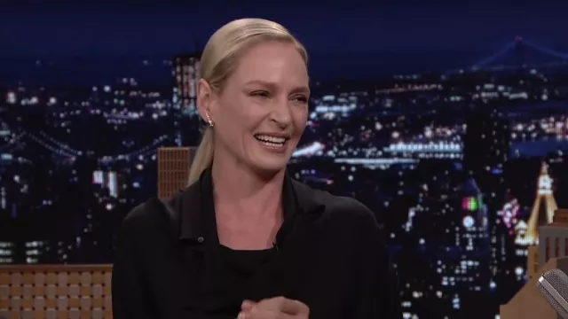 Earrings worn by Uma Thurman as seen in The Tonight Show Starring Jimmy Fallon